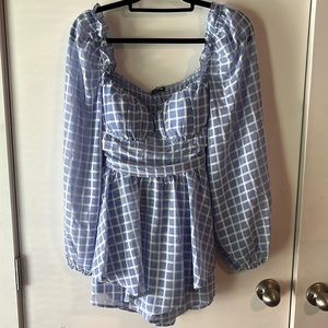 Blue gingham romper